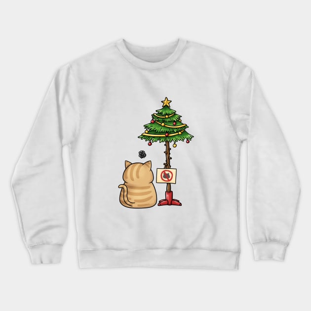 Funny Cat Christmas Tree Crewneck Sweatshirt by Takeda_Art